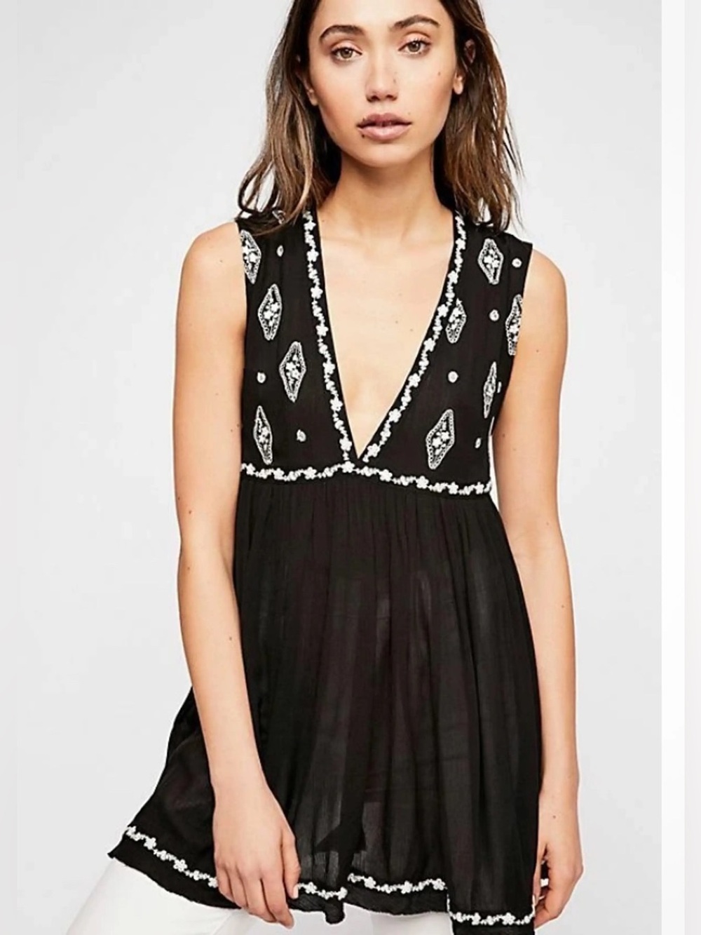 Free People Diamond Embroidered Top